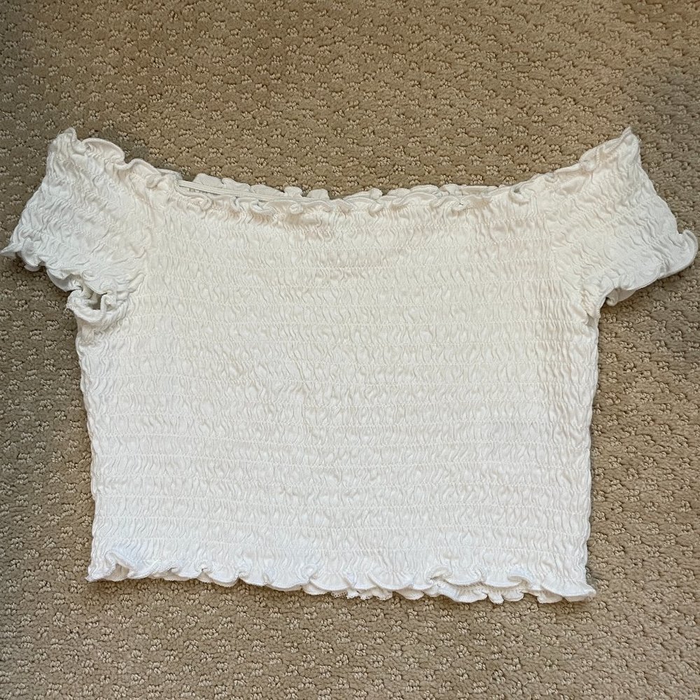 White Off the Shoulder Crop Top